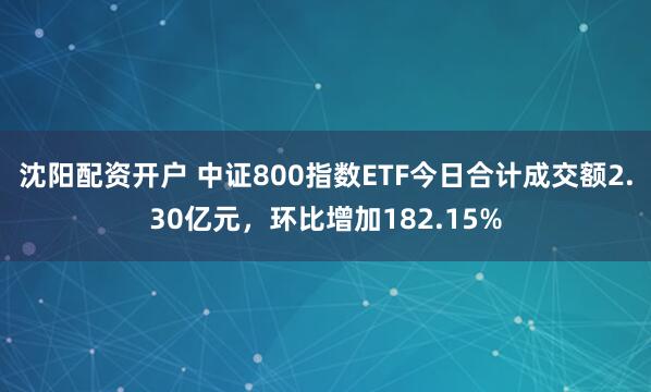 沈阳配资开户 中证800指数ETF今日合计成交额2.30亿元，环比增加182.15%
